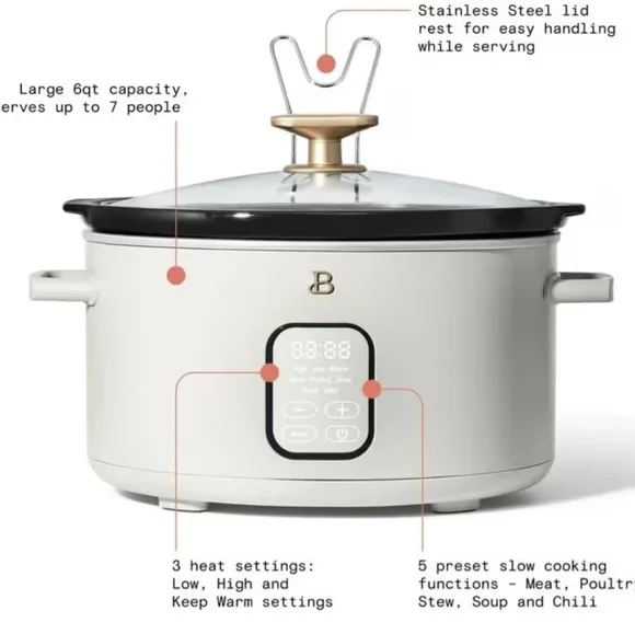Drew Barrymore "Beautiful" 6 Qt Slow Cooker - Picture 2 of 8
